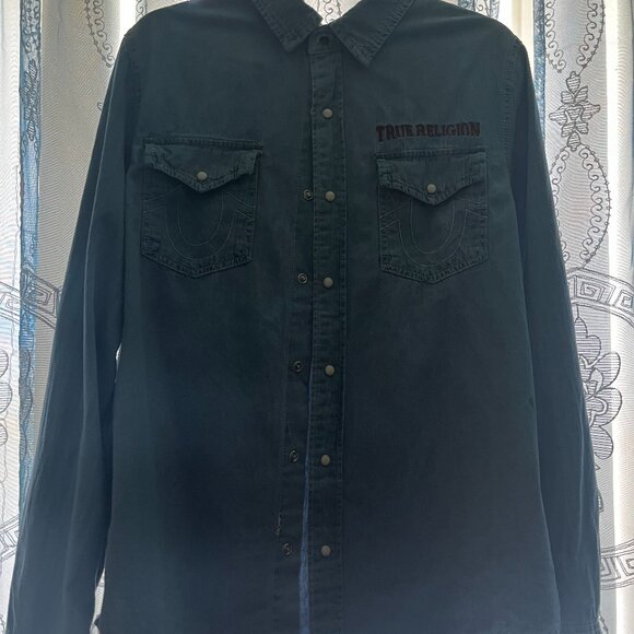 True Religion Chambray LS Shirt  Size M - Picture 1 of 4